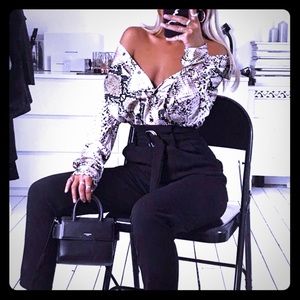 Snake Print Satin Oversized Blouse